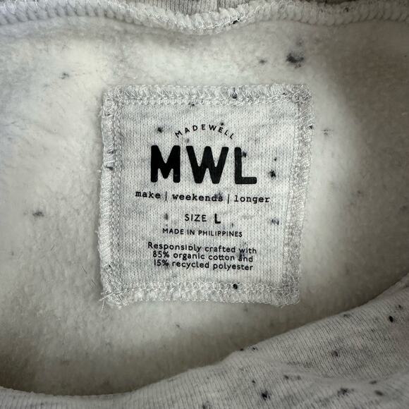 Madewell MWL Mock Neck Gray Speckled Fleece Sweatshirt Size Large - Picture 2 of 11